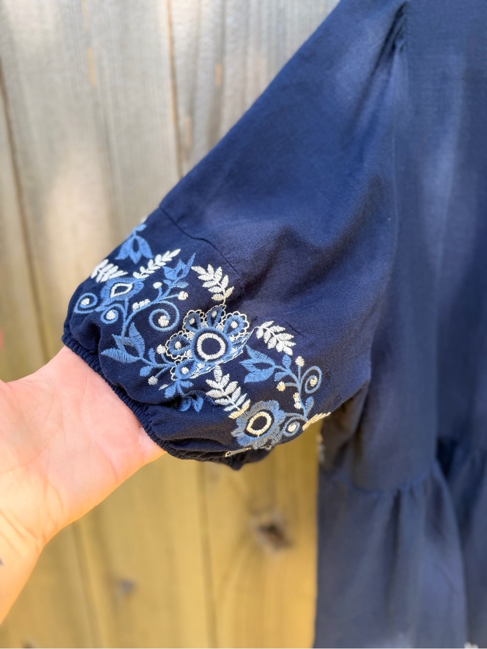 NWOT TORRID BELLE ISLE Navy Embroidered Peasant Blouse - Picture 5 of 7